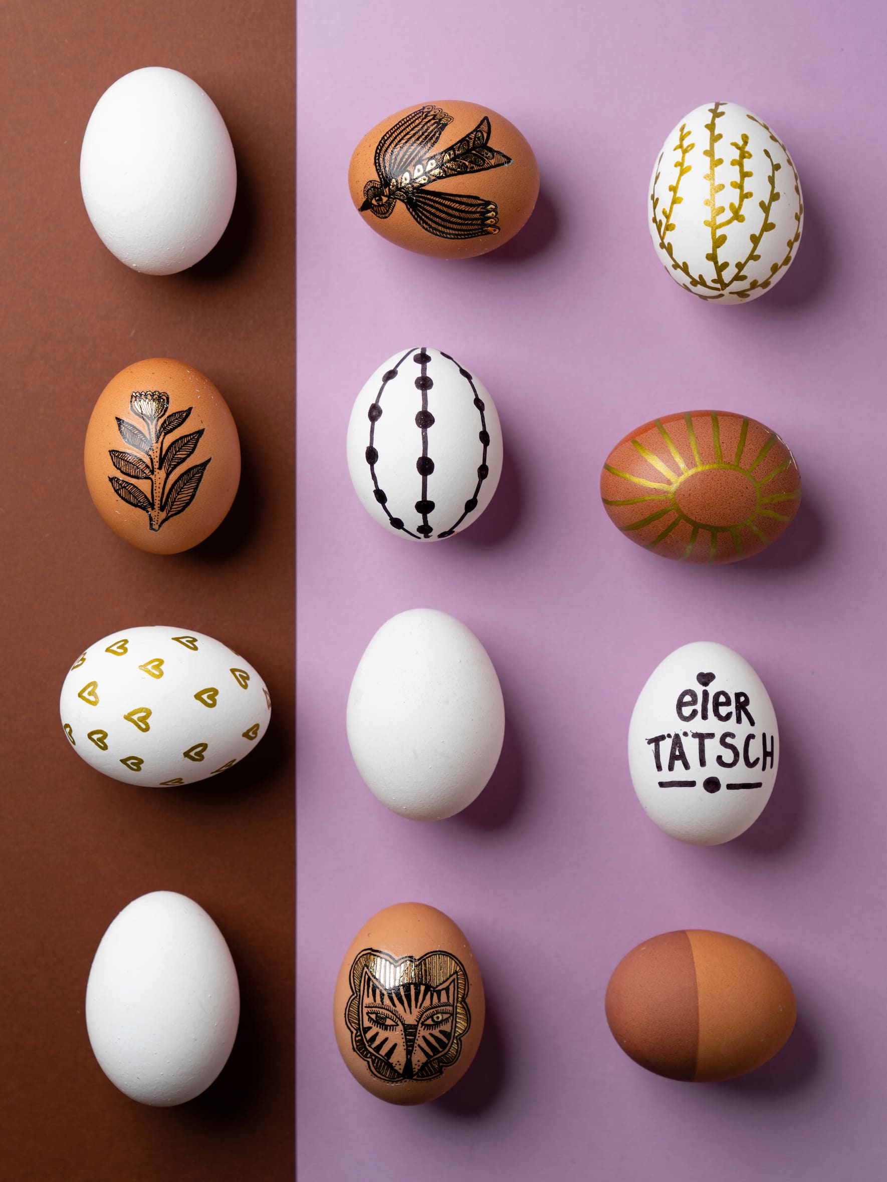Ostereier färben / basteln: Serviettentechnik, Color-Blocked, Tattoo, Filzstifte - Family - 16. März 2021 - Copyright Olivia Pulver
