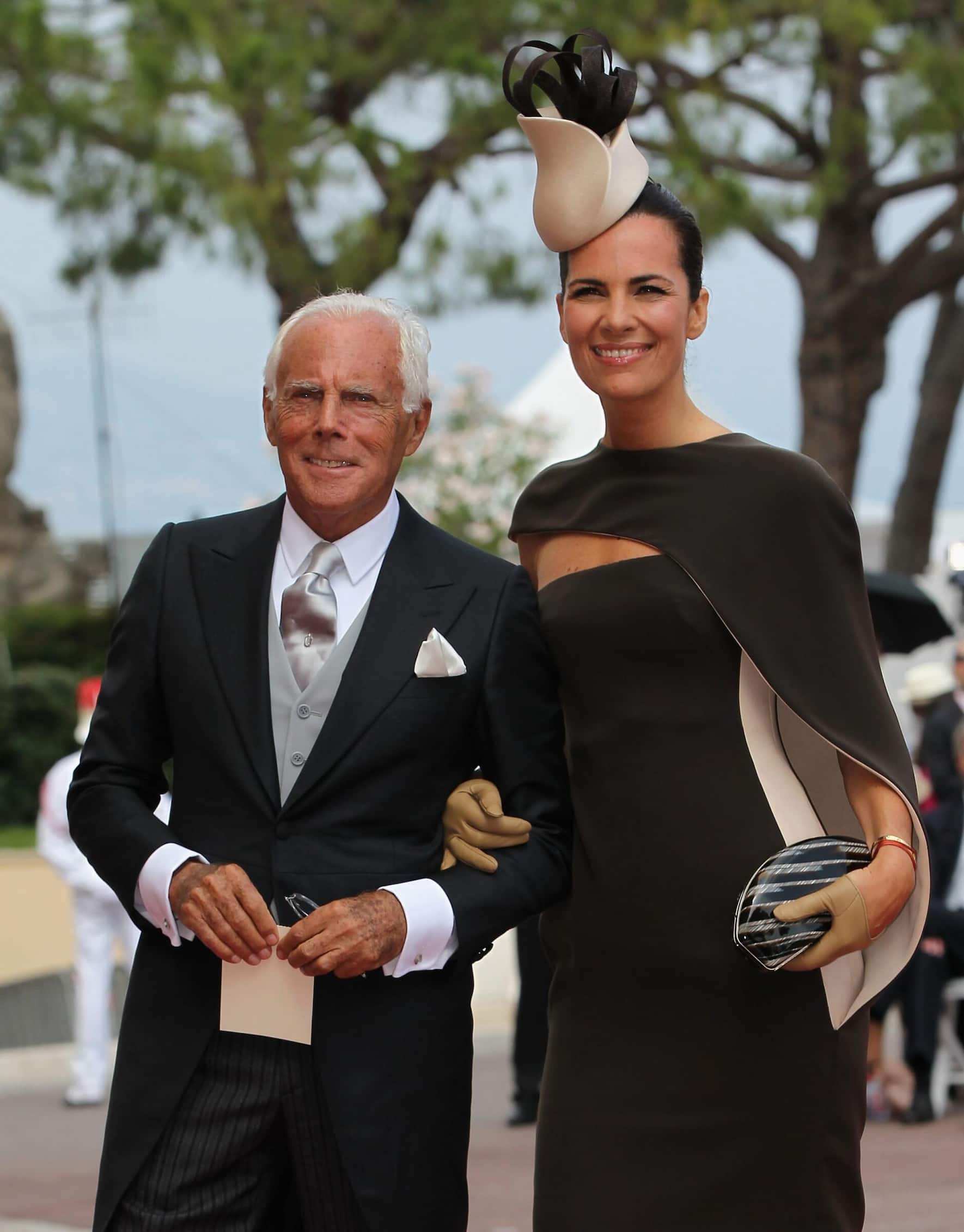 Giorgio Armani and guest attend the religious ceremony of the Royal Wedding of Prince Albert II of Monaco to Princess Charlene of Monaco in the main courtyard at the Prince's Palace on July 2, 2011 in Monaco.